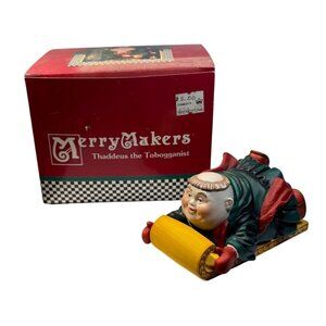 Merrymakers Thaddeus The Tobogganist Figurine Dept 56 With Original Box